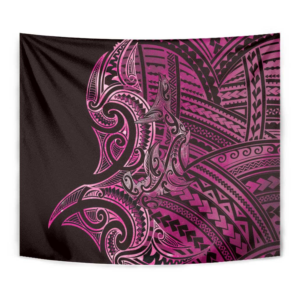 New Zealand Hammerhead Shark Tapestry Maori Haehae Mangopare Pink - Vibe Hoodie