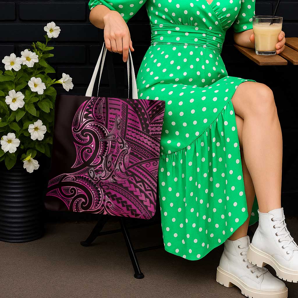 New Zealand Hammerhead Shark Tote Bag Maori Haehae Mangopare Pink - Vibe Hoodie