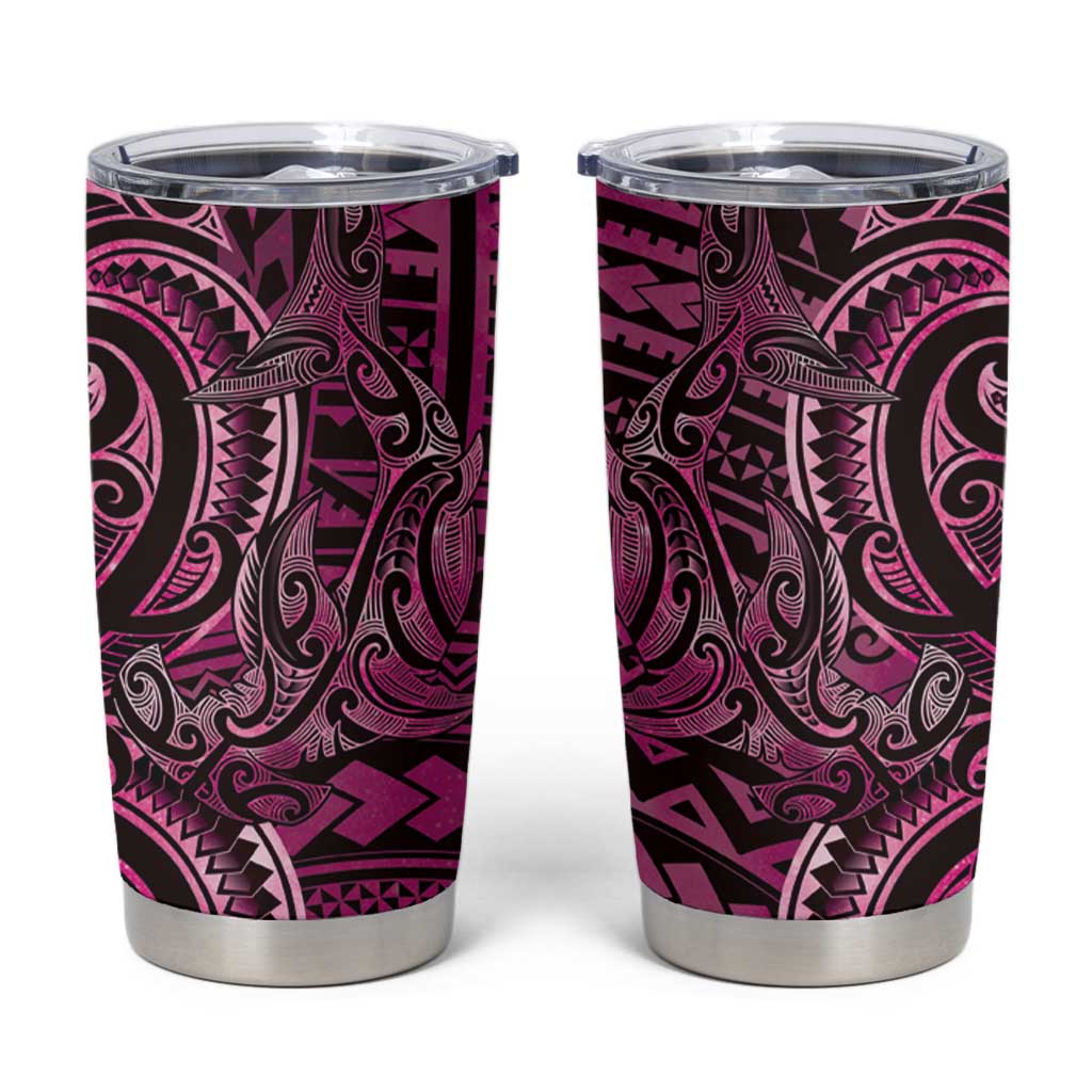 New Zealand Hammerhead Shark Tumbler Cup Maori Haehae Mangopare Pink - Vibe Hoodie