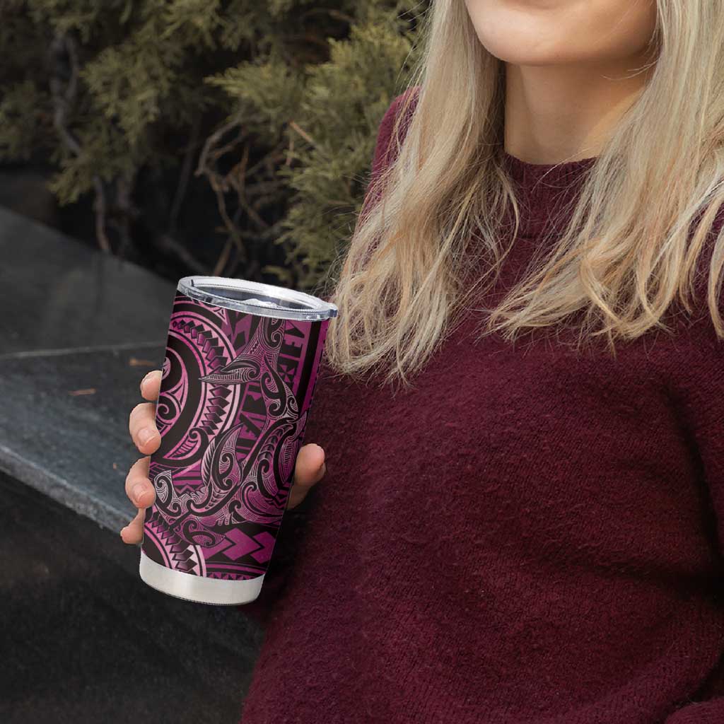 New Zealand Hammerhead Shark Tumbler Cup Maori Haehae Mangopare Pink - Vibe Hoodie