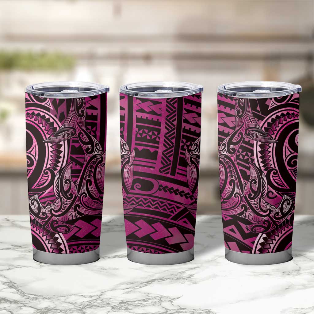 New Zealand Hammerhead Shark Tumbler Cup Maori Haehae Mangopare Pink - Vibe Hoodie