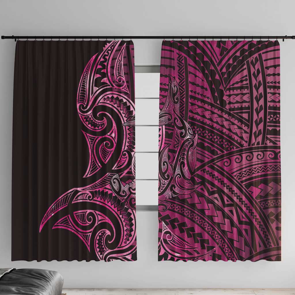 New Zealand Hammerhead Shark Window Curtain Maori Haehae Mangopare Pink - Vibe Hoodie