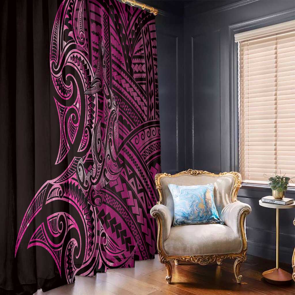 New Zealand Hammerhead Shark Window Curtain Maori Haehae Mangopare Pink - Vibe Hoodie