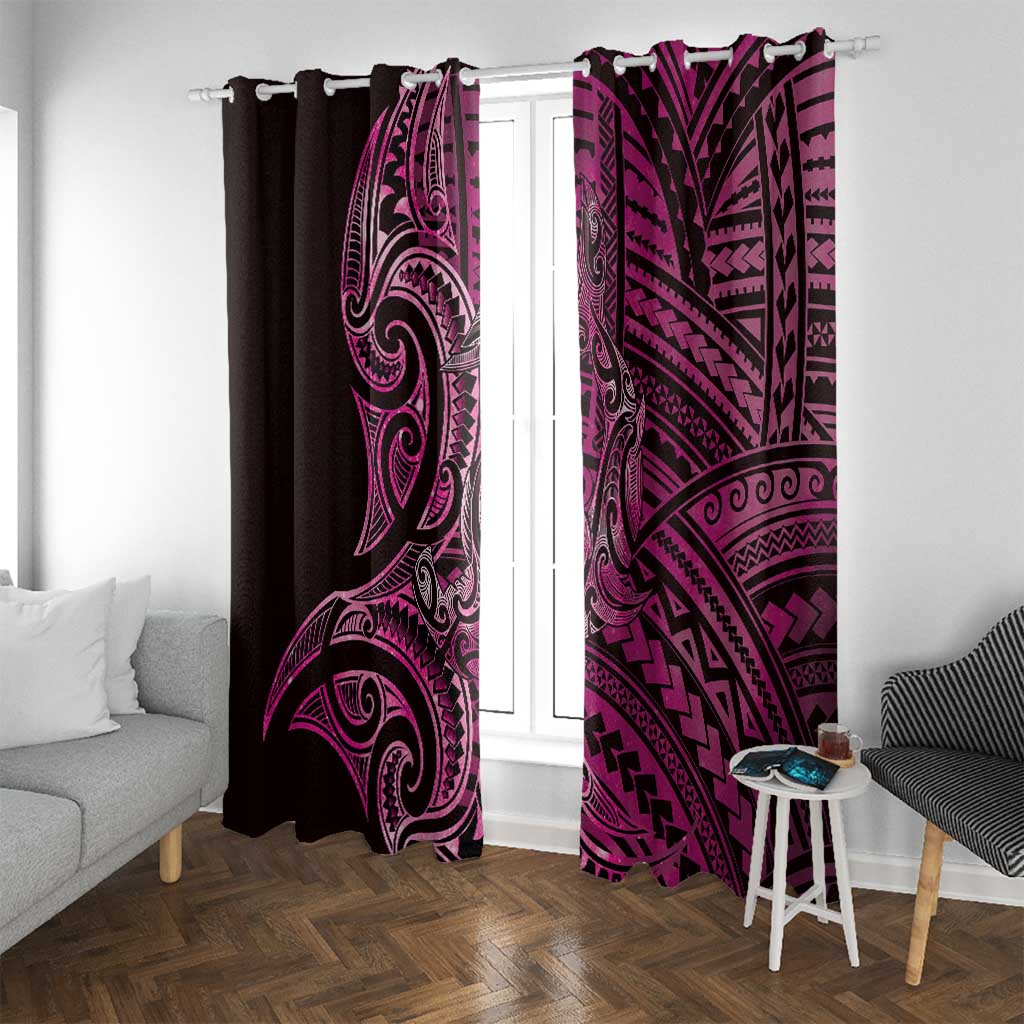 New Zealand Hammerhead Shark Window Curtain Maori Haehae Mangopare Pink - Vibe Hoodie