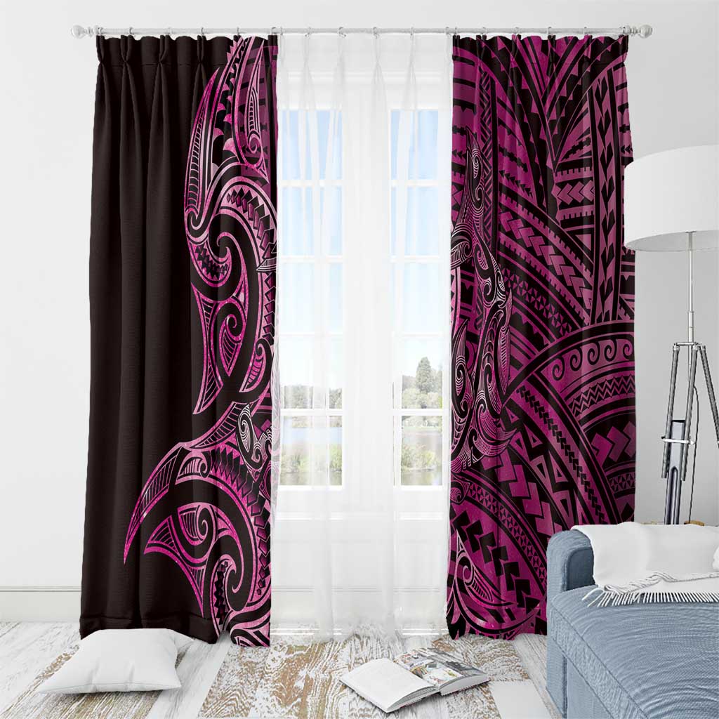 New Zealand Hammerhead Shark Window Curtain Maori Haehae Mangopare Pink - Vibe Hoodie