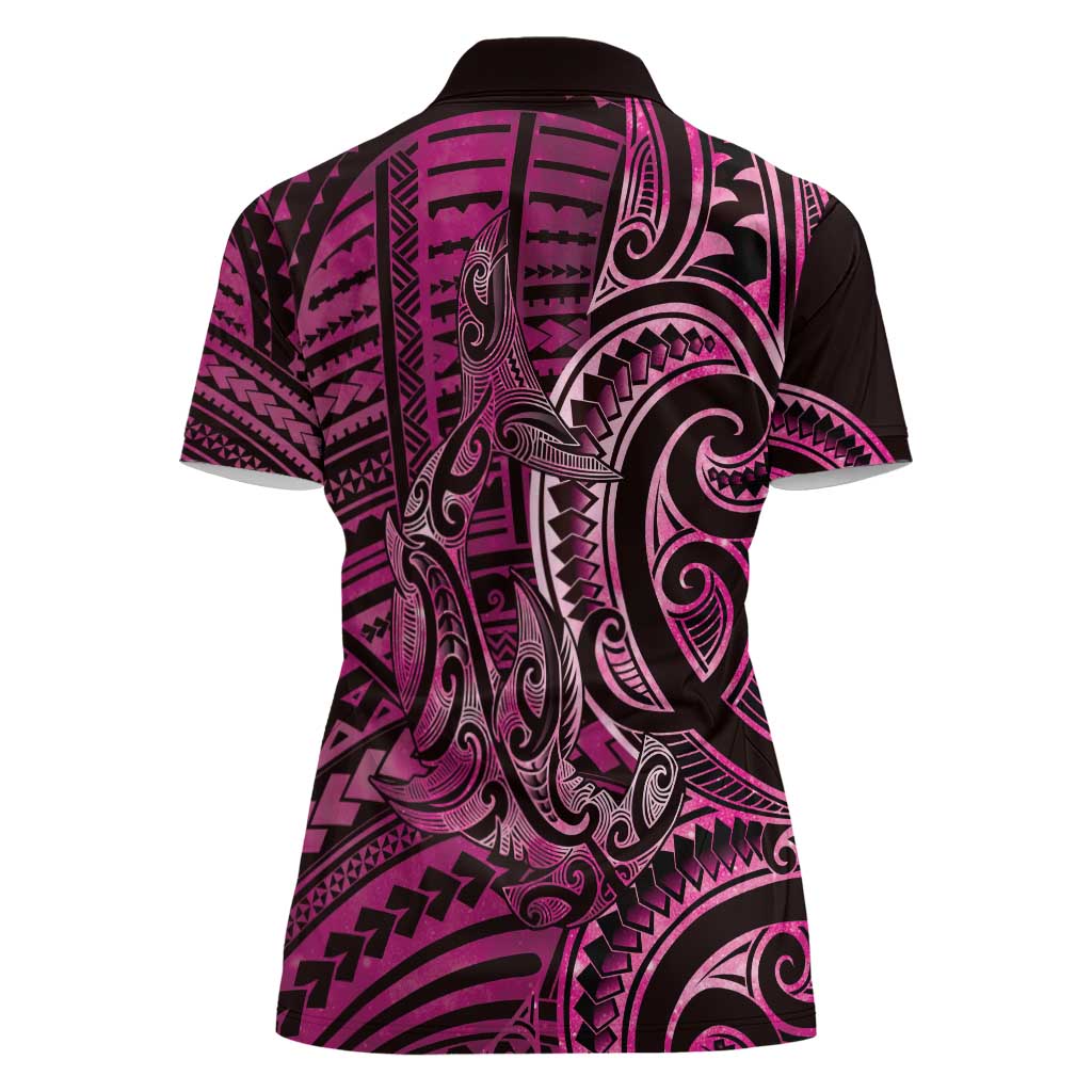 New Zealand Hammerhead Shark Women Polo Shirt Maori Haehae Mangopare Pink - Vibe Hoodie