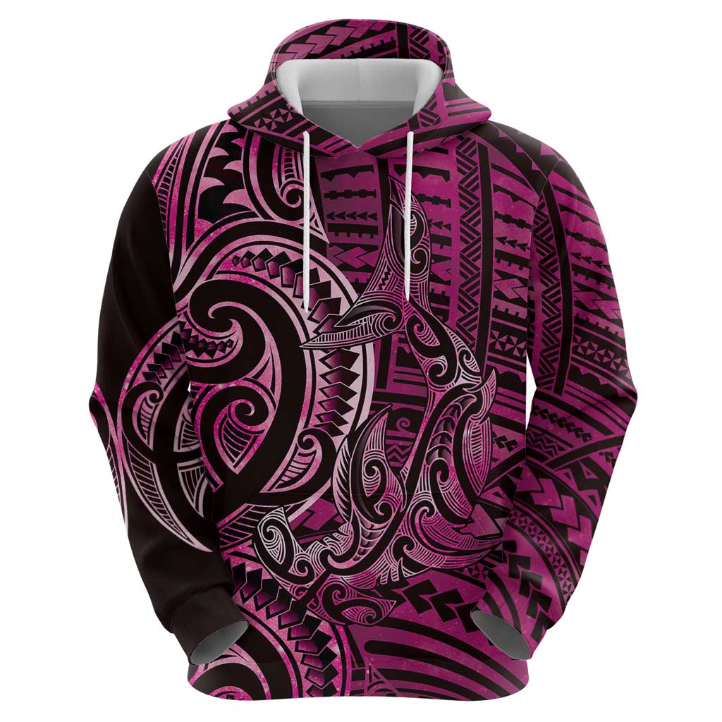 New Zealand Hammerhead Shark Zip Hoodie Maori Haehae Mangopare Pink - Vibe Hoodie