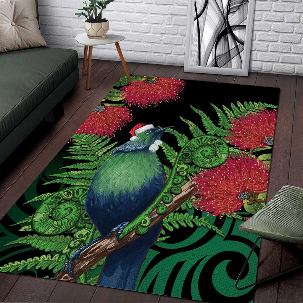 New Zealand Tui Bird Christmas Area Rug Maori Fern Mix Pohotukawa - Vibe Hoodie Shop