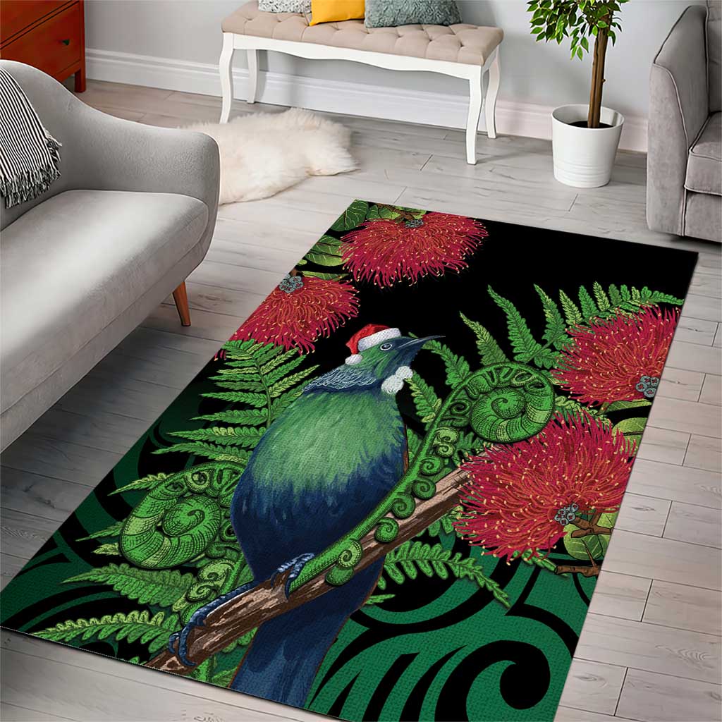 New Zealand Tui Bird Christmas Area Rug Maori Fern Mix Pohotukawa - Vibe Hoodie Shop