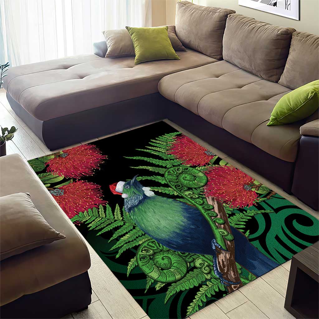 New Zealand Tui Bird Christmas Area Rug Maori Fern Mix Pohotukawa - Vibe Hoodie Shop