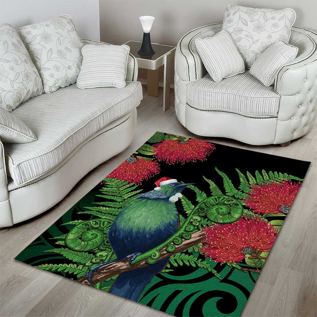 New Zealand Tui Bird Christmas Area Rug Maori Fern Mix Pohotukawa - Vibe Hoodie Shop