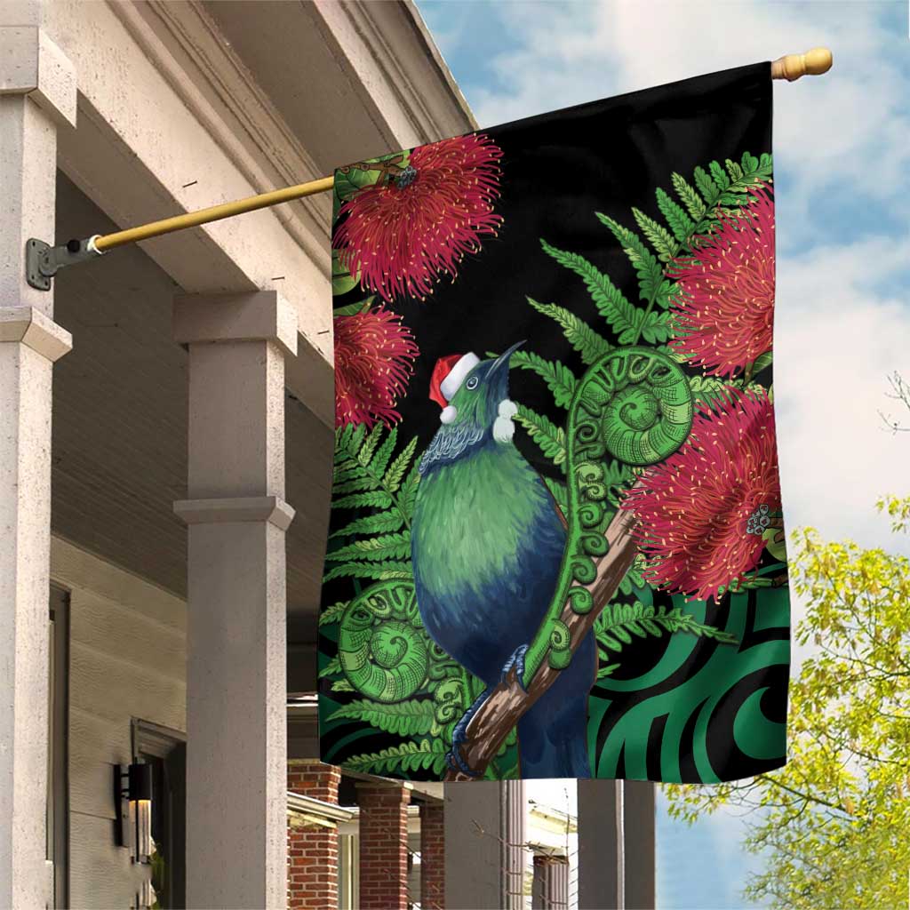 New Zealand Tui Bird Christmas Garden Flag Maori Fern Mix Pohotukawa - Vibe Hoodie Shop
