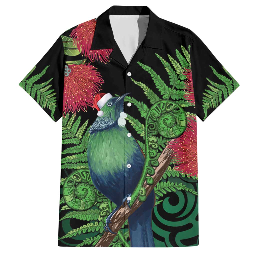 New Zealand Tui Bird Christmas Hawaiian Shirt Maori Fern Mix Pohotukawa - Vibe Hoodie Shop