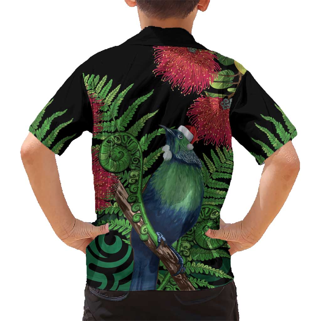 New Zealand Tui Bird Christmas Hawaiian Shirt Maori Fern Mix Pohotukawa - Vibe Hoodie Shop