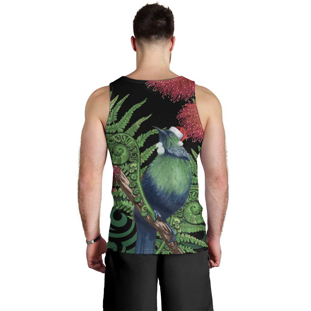 New Zealand Tui Bird Christmas Men Tank Top Maori Fern Mix Pohotukawa - Vibe Hoodie Shop