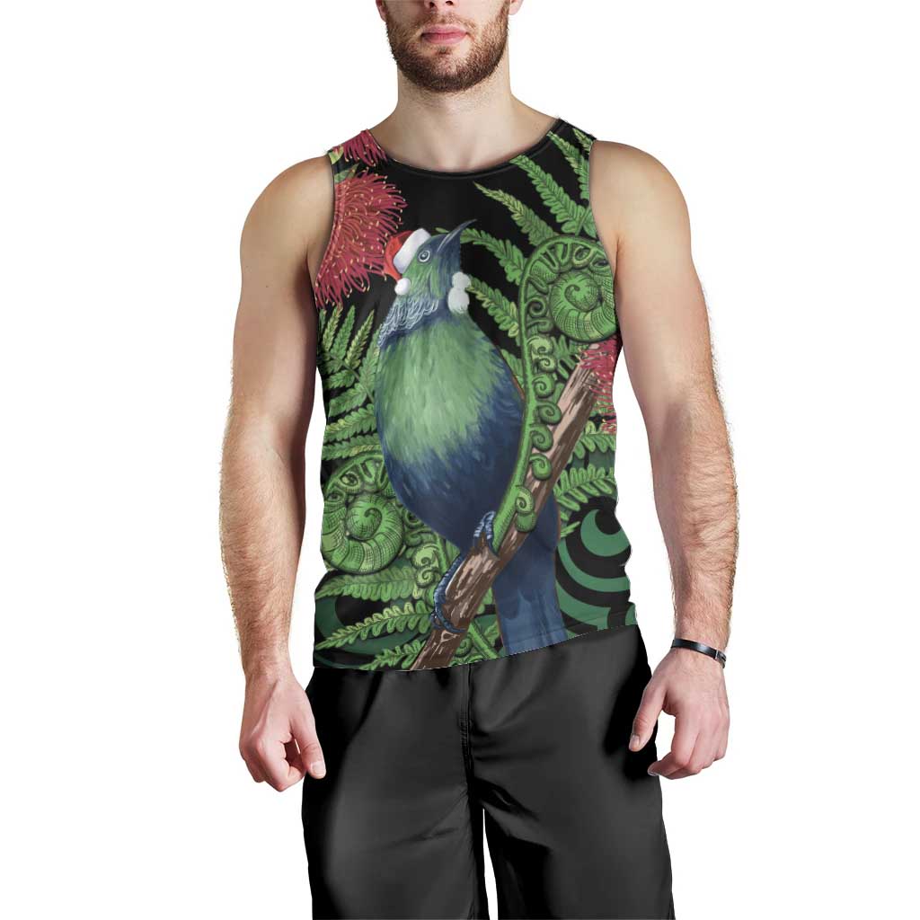 New Zealand Tui Bird Christmas Men Tank Top Maori Fern Mix Pohotukawa - Vibe Hoodie Shop