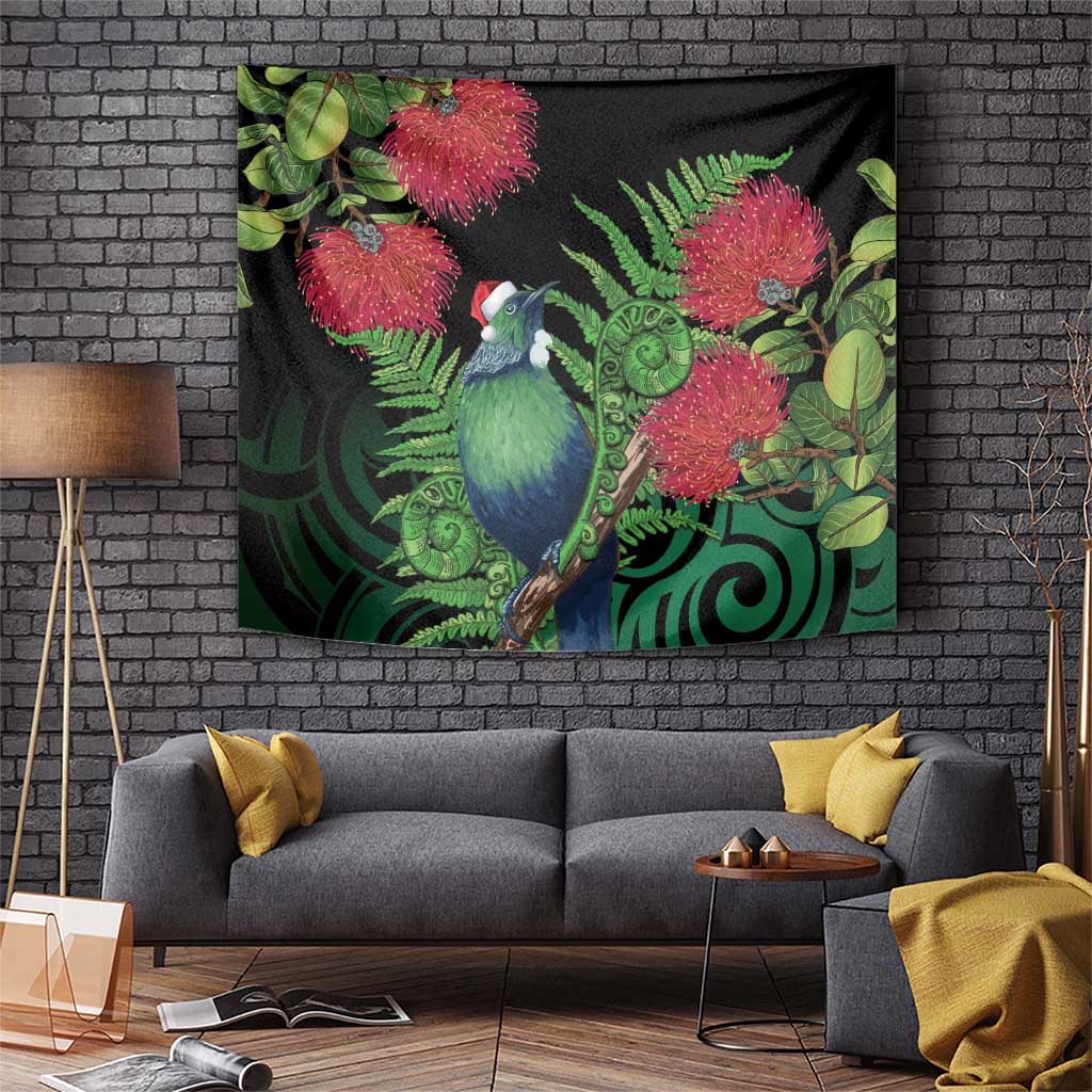 New Zealand Tui Bird Christmas Tapestry Maori Fern Mix Pohotukawa - Vibe Hoodie Shop