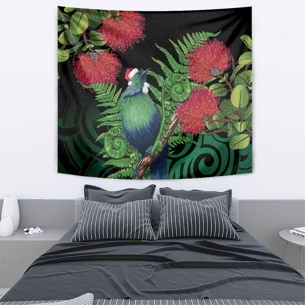 New Zealand Tui Bird Christmas Tapestry Maori Fern Mix Pohotukawa - Vibe Hoodie Shop