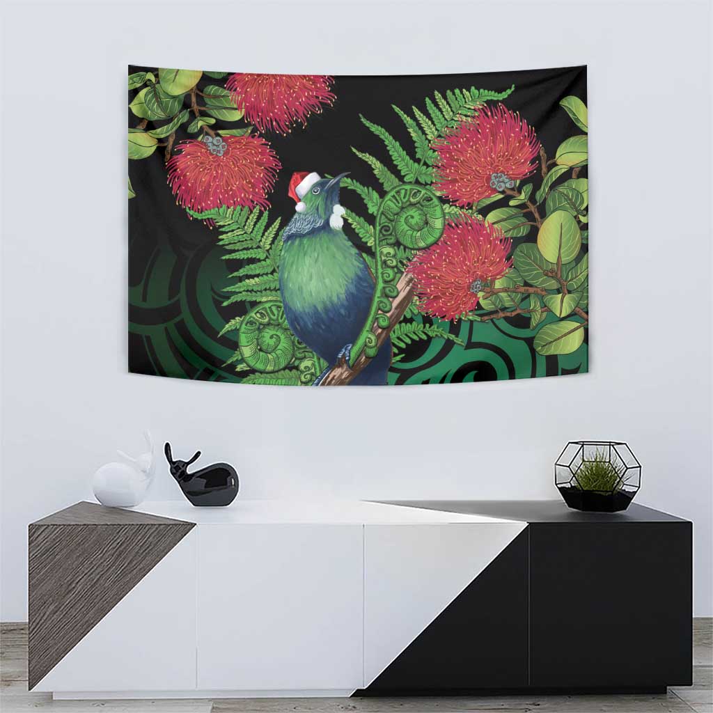 New Zealand Tui Bird Christmas Tapestry Maori Fern Mix Pohotukawa - Vibe Hoodie Shop