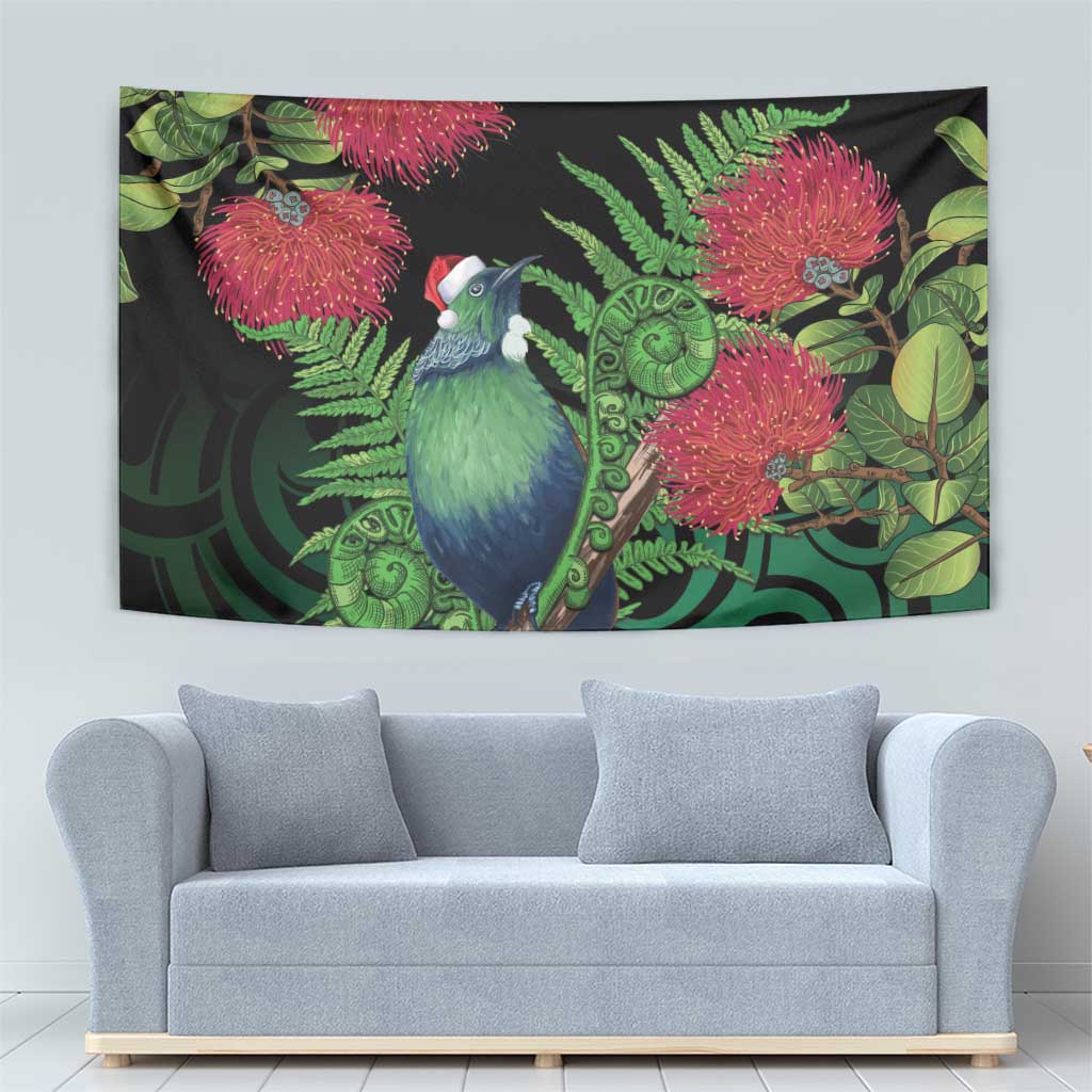 New Zealand Tui Bird Christmas Tapestry Maori Fern Mix Pohotukawa - Vibe Hoodie Shop