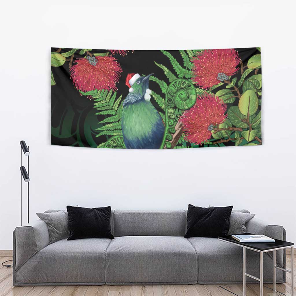 New Zealand Tui Bird Christmas Tapestry Maori Fern Mix Pohotukawa - Vibe Hoodie Shop