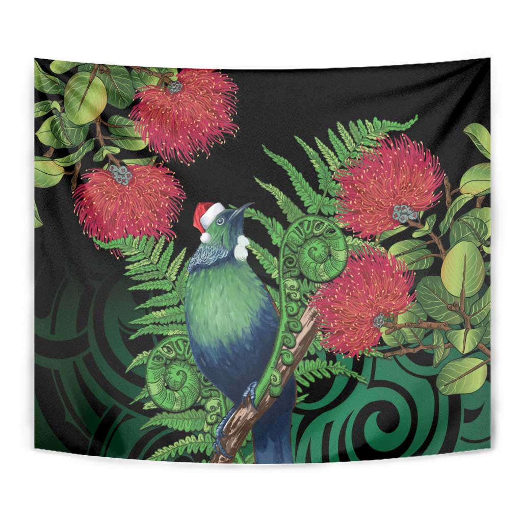 New Zealand Tui Bird Christmas Tapestry Maori Fern Mix Pohotukawa - Vibe Hoodie Shop