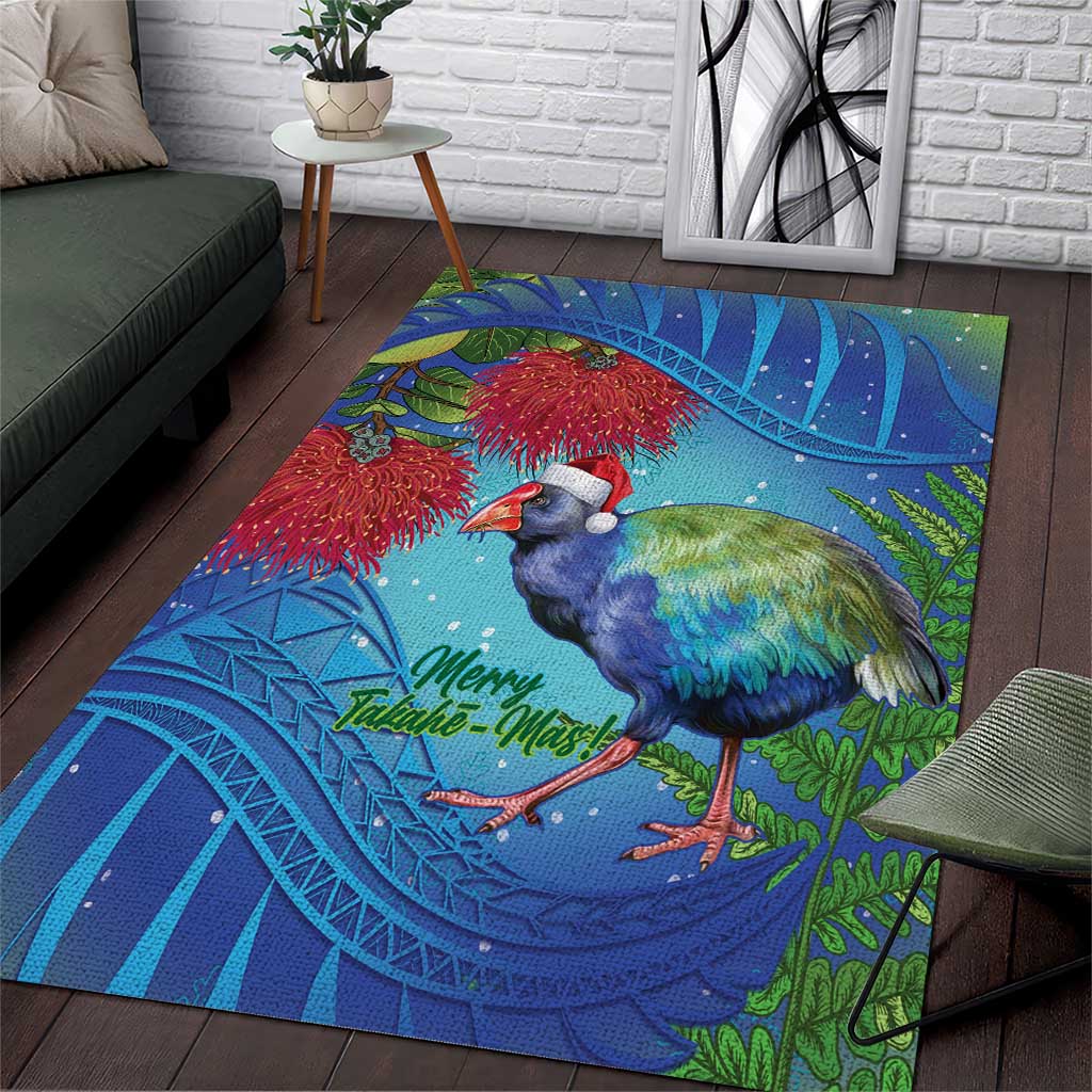 New Zealand Takahe Christmas Area Rug Maori Fern Mix Pohotukawa - Vibe Hoodie Shop