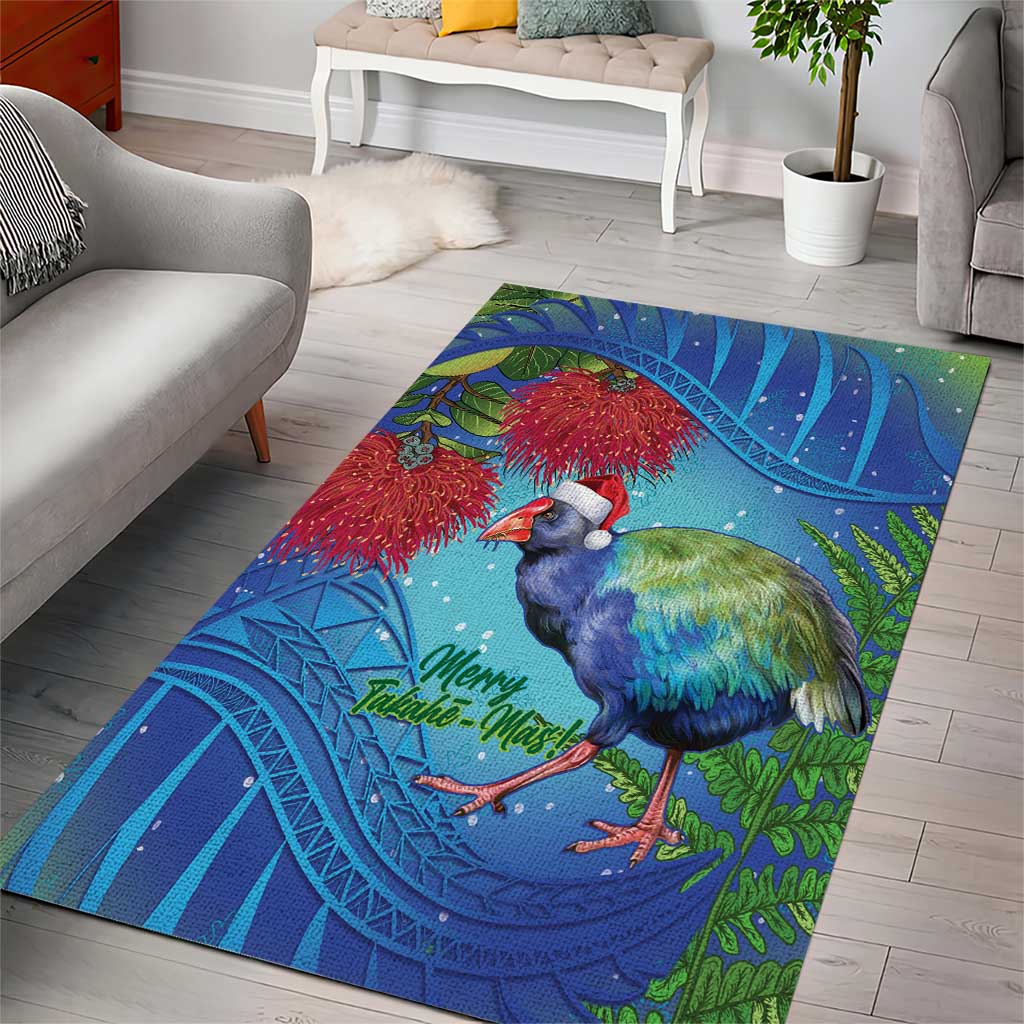 New Zealand Takahe Christmas Area Rug Maori Fern Mix Pohotukawa - Vibe Hoodie Shop