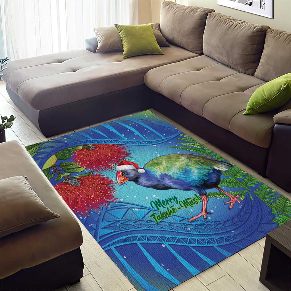 New Zealand Takahe Christmas Area Rug Maori Fern Mix Pohotukawa - Vibe Hoodie Shop