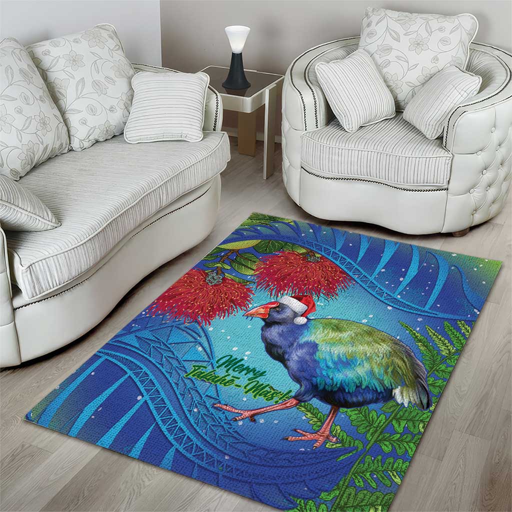 New Zealand Takahe Christmas Area Rug Maori Fern Mix Pohotukawa - Vibe Hoodie Shop