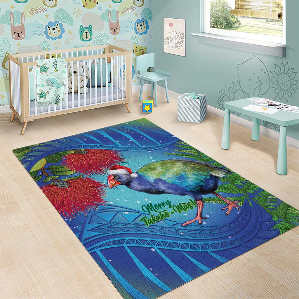 New Zealand Takahe Christmas Area Rug Maori Fern Mix Pohotukawa - Vibe Hoodie Shop