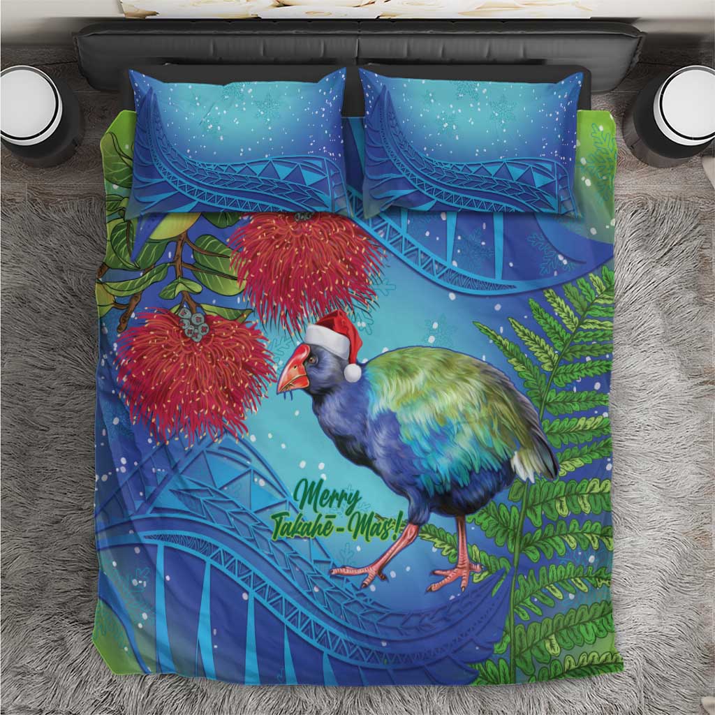 New Zealand Takahe Christmas Bedding Set Maori Fern Mix Pohotukawa - Vibe Hoodie Shop