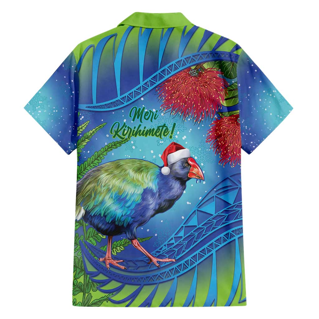 New Zealand Takahe Christmas Hawaiian Shirt Maori Fern Mix Pohotukawa - Vibe Hoodie Shop