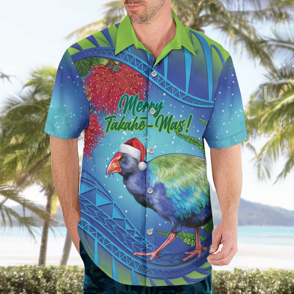 New Zealand Takahe Christmas Hawaiian Shirt Maori Fern Mix Pohotukawa - Vibe Hoodie Shop