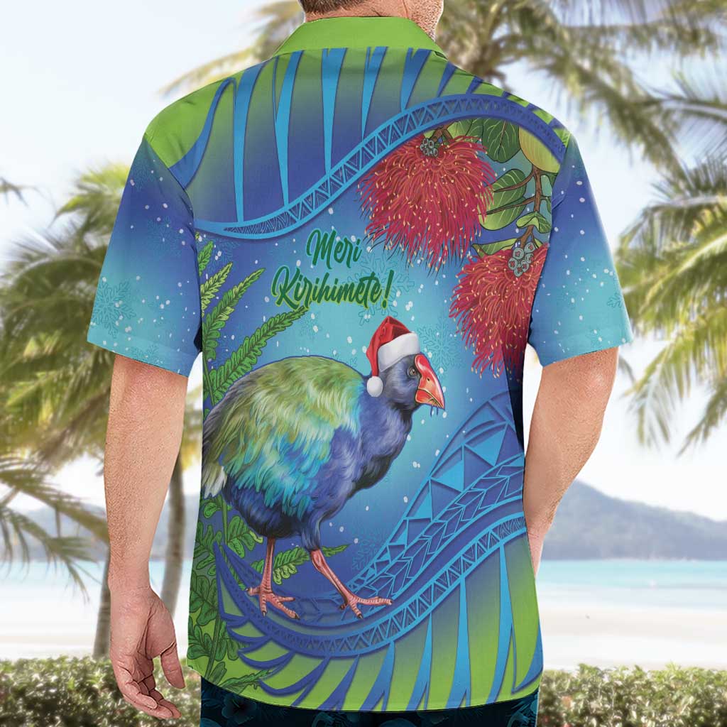 New Zealand Takahe Christmas Hawaiian Shirt Maori Fern Mix Pohotukawa - Vibe Hoodie Shop