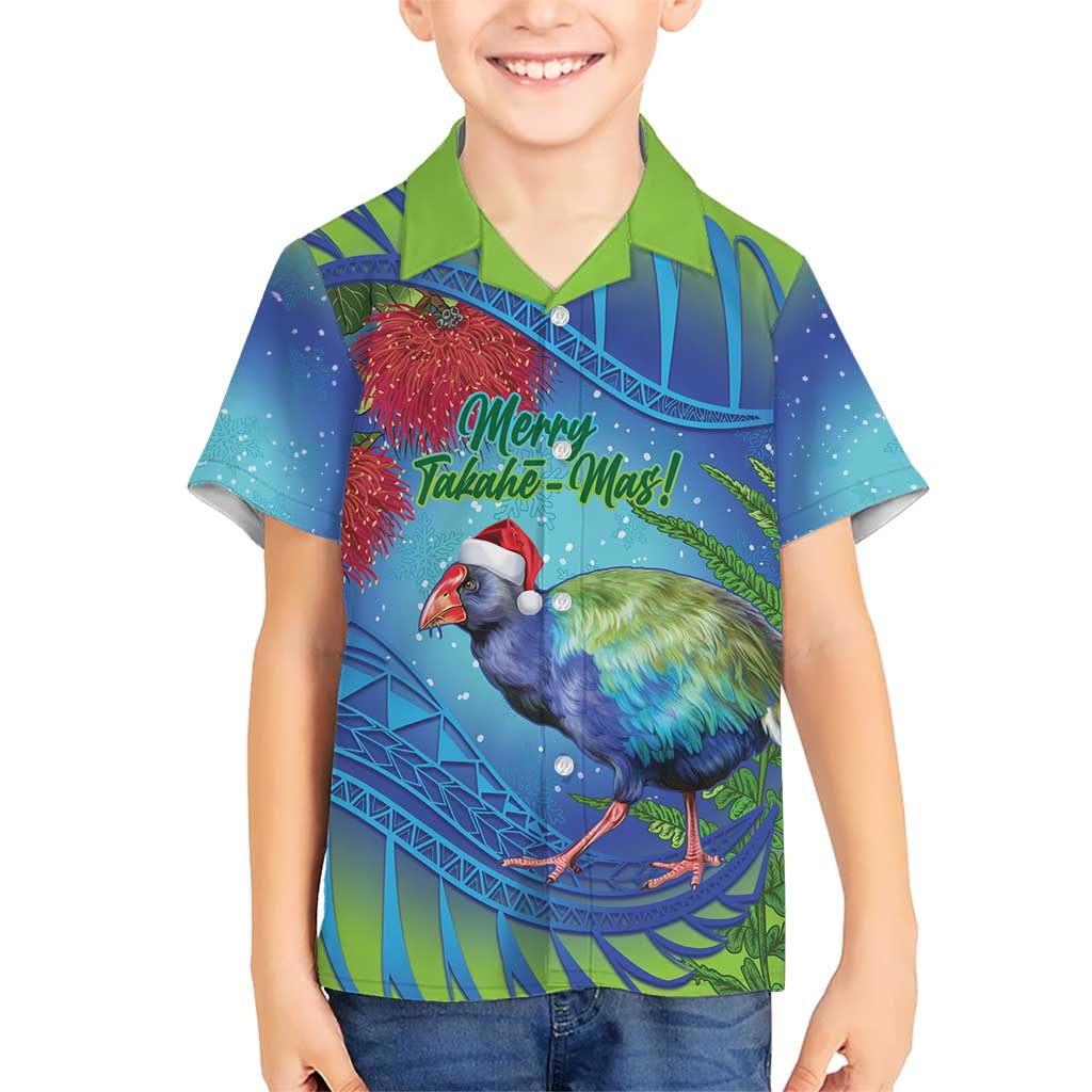 New Zealand Takahe Christmas Hawaiian Shirt Maori Fern Mix Pohotukawa - Vibe Hoodie Shop