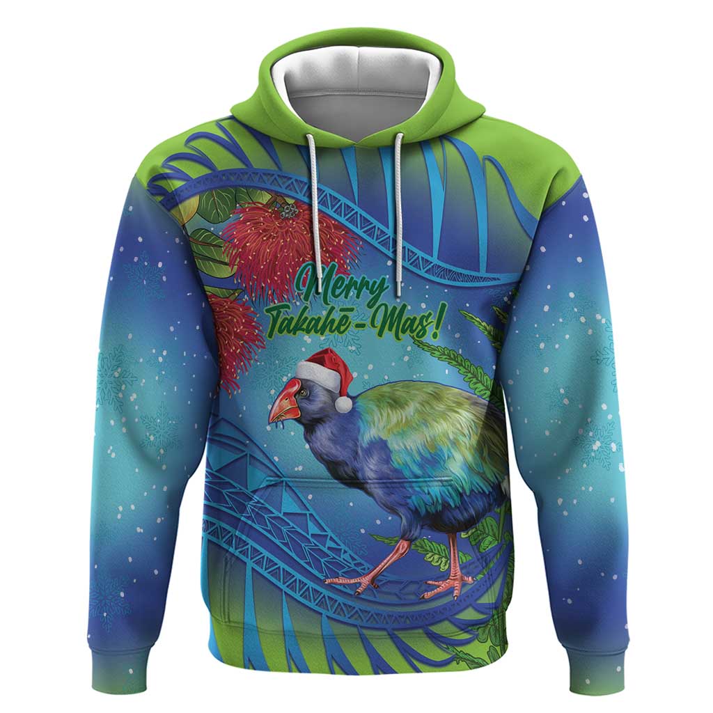New Zealand Takahe Christmas Hoodie Maori Fern Mix Pohotukawa - Vibe Hoodie Shop