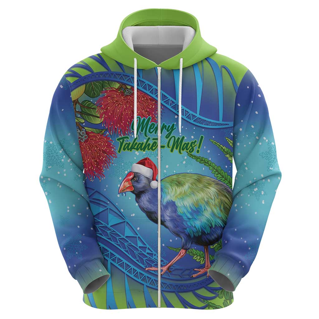 New Zealand Takahe Christmas Hoodie Maori Fern Mix Pohotukawa - Vibe Hoodie Shop