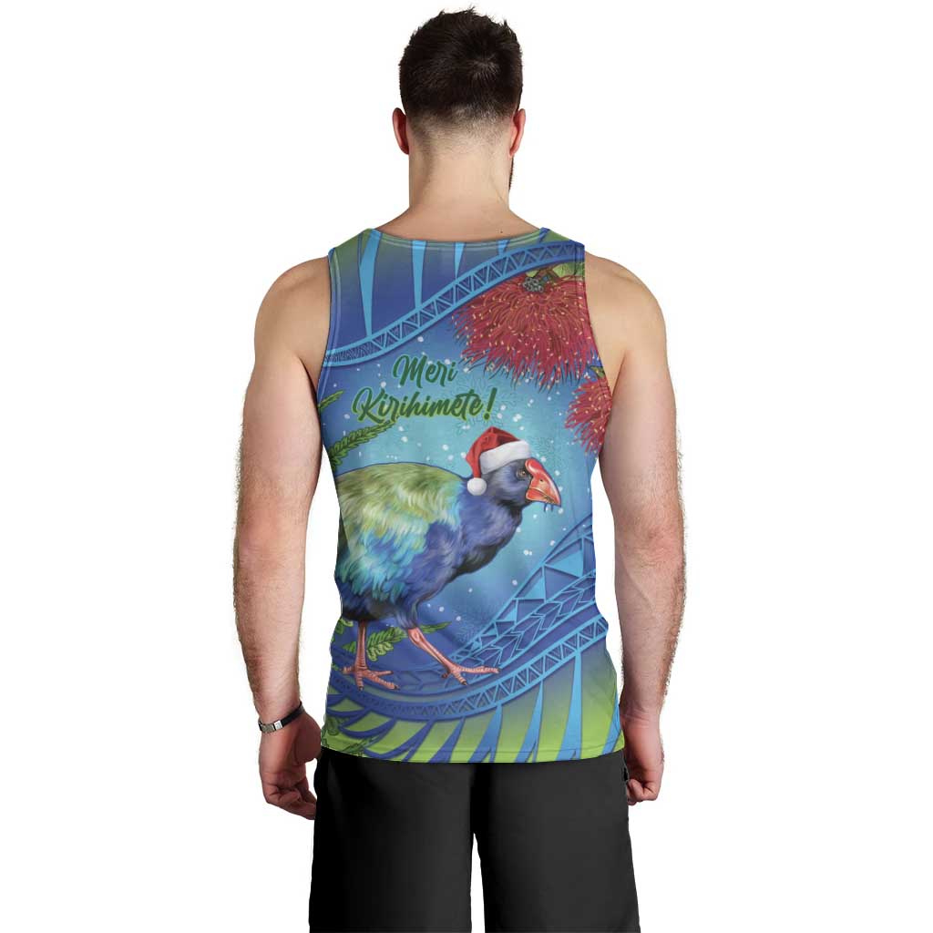 New Zealand Takahe Christmas Men Tank Top Maori Fern Mix Pohotukawa - Vibe Hoodie Shop