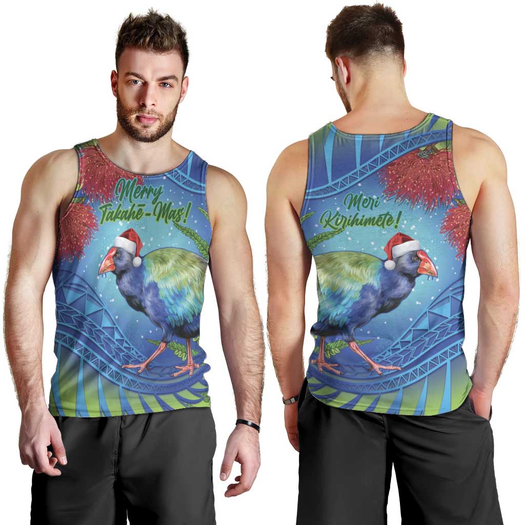New Zealand Takahe Christmas Men Tank Top Maori Fern Mix Pohotukawa - Vibe Hoodie Shop