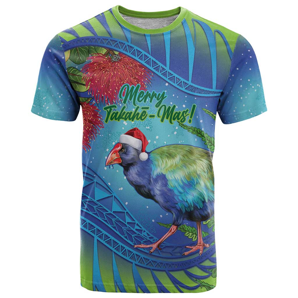 New Zealand Takahe Christmas T Shirt Maori Fern Mix Pohotukawa - Vibe Hoodie Shop