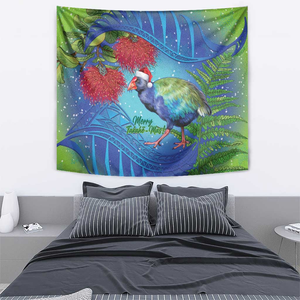 New Zealand Takahe Christmas Tapestry Maori Fern Mix Pohotukawa - Vibe Hoodie Shop