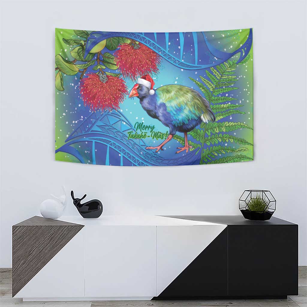 New Zealand Takahe Christmas Tapestry Maori Fern Mix Pohotukawa - Vibe Hoodie Shop