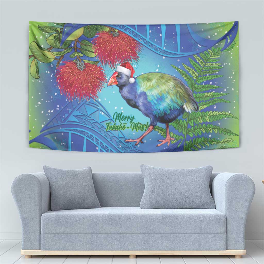 New Zealand Takahe Christmas Tapestry Maori Fern Mix Pohotukawa - Vibe Hoodie Shop