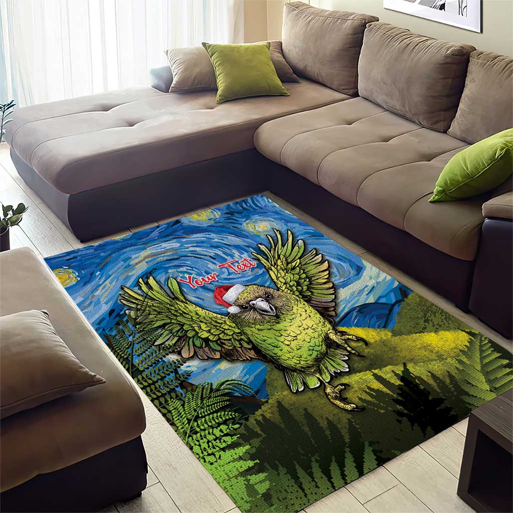 Personalised Jumping Kakapo Christmas Area Rug New Zealand Fern - Starry Night Style - Vibe Hoodie Shop