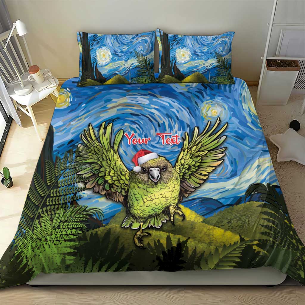 Personalised Jumping Kakapo Christmas Bedding Set New Zealand Fern - Starry Night Style - Vibe Hoodie Shop
