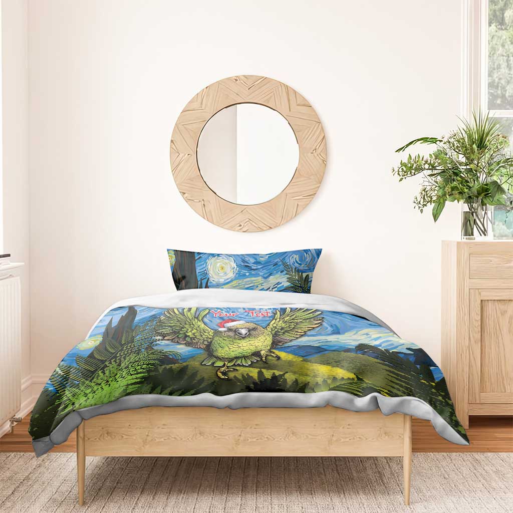 Personalised Jumping Kakapo Christmas Bedding Set New Zealand Fern - Starry Night Style - Vibe Hoodie Shop
