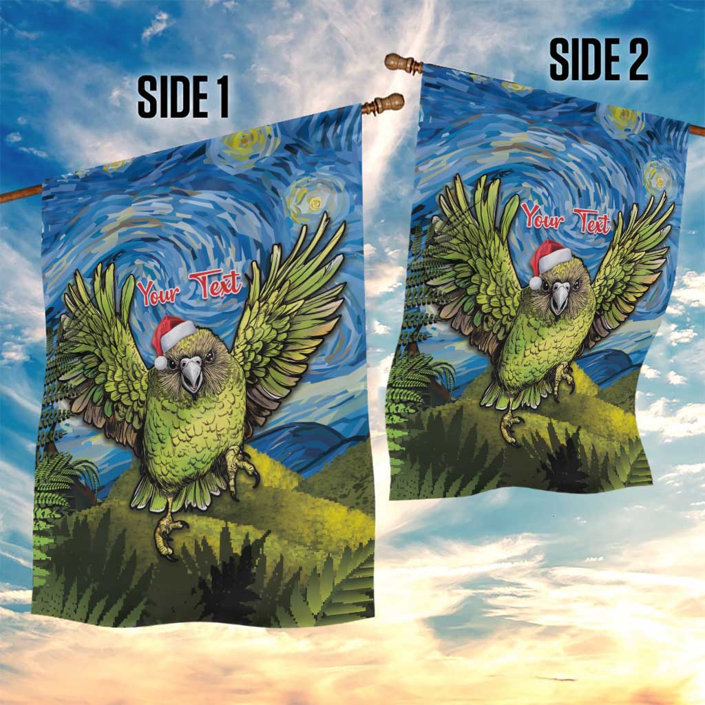 Personalised Jumping Kakapo Christmas Garden Flag New Zealand Fern - Starry Night Style - Vibe Hoodie Shop