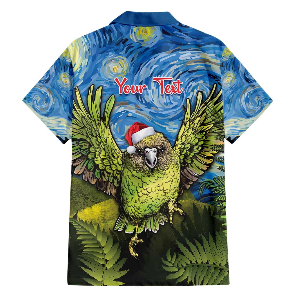 Personalised Jumping Kakapo Christmas Hawaiian Shirt New Zealand Fern - Starry Night Style - Vibe Hoodie Shop