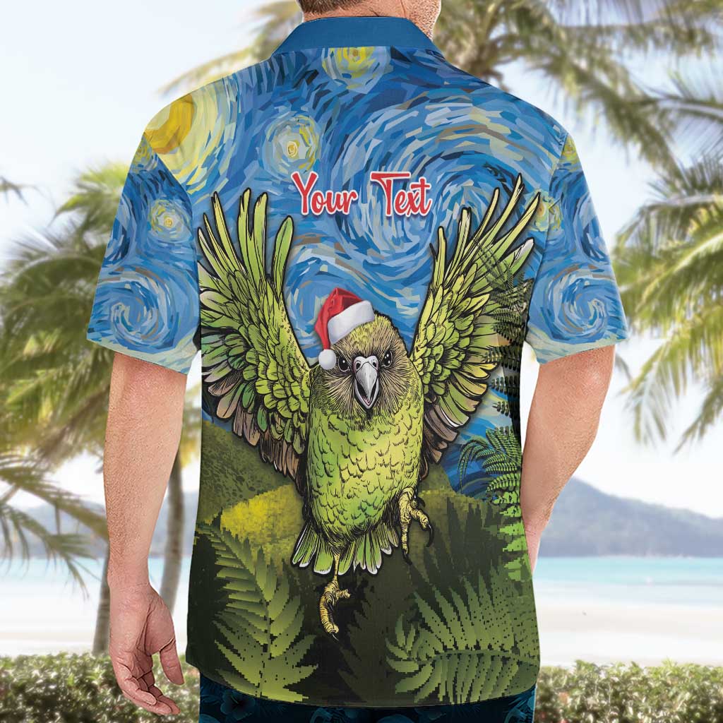 Personalised Jumping Kakapo Christmas Hawaiian Shirt New Zealand Fern - Starry Night Style - Vibe Hoodie Shop